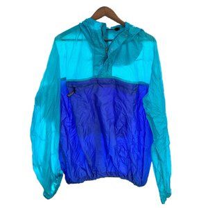 RARE VINTAGE 90’s Patagonia Blue Block Print Quarter Zip Windbreaker with Hood L